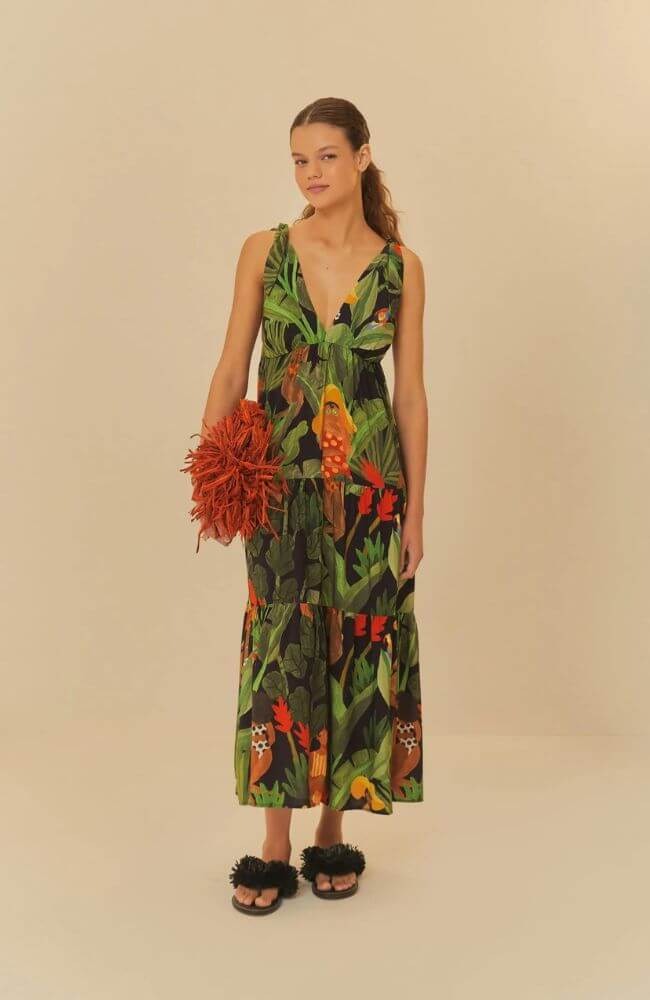 Vestido Cropped Estampado Beleza Tropical- FARM