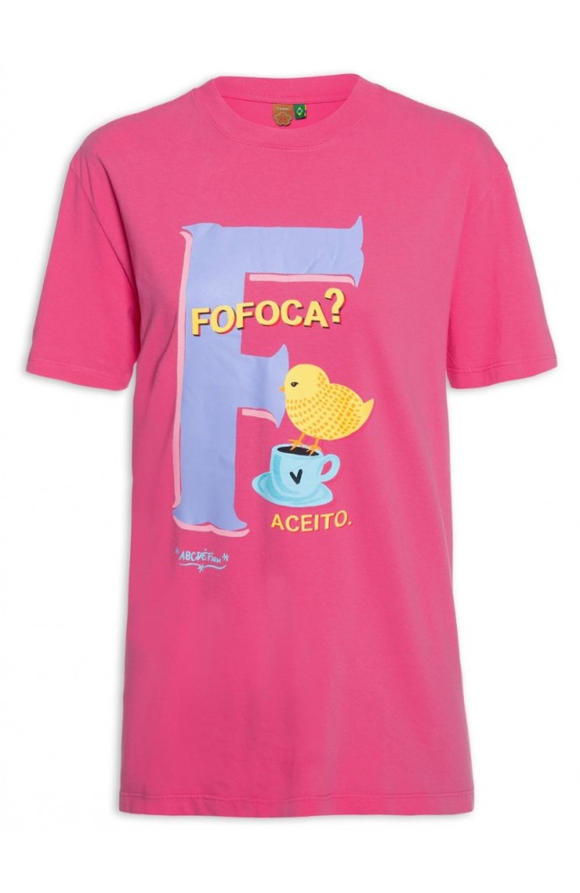 T-Shirt Média Fofoca Rosa - Farm