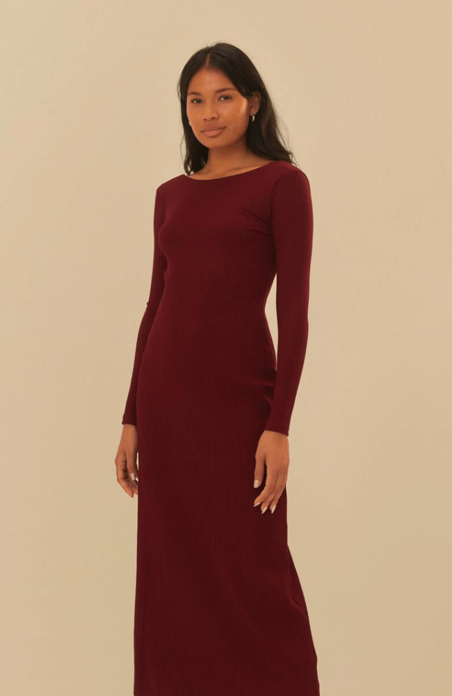 Vestido Midi Decote Vermelho - Farm