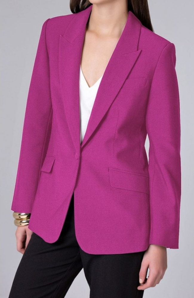 Blazer Com Lapela Rosa