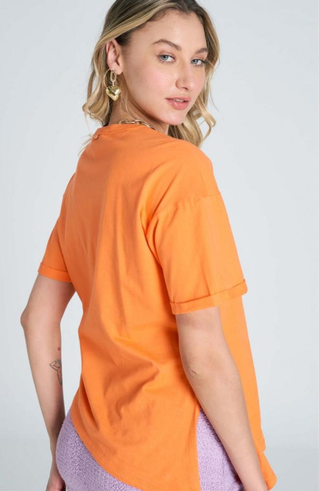 T-shirt Decote Redondo Laranja - Zinco