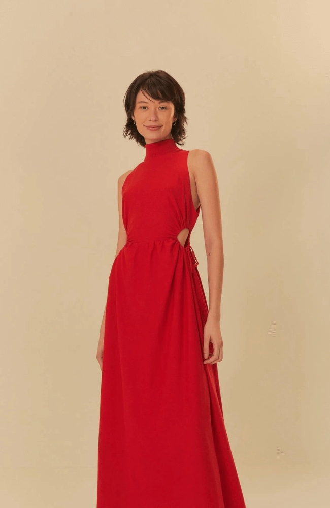 Vestido Gola Colisse Vermelho - Farm